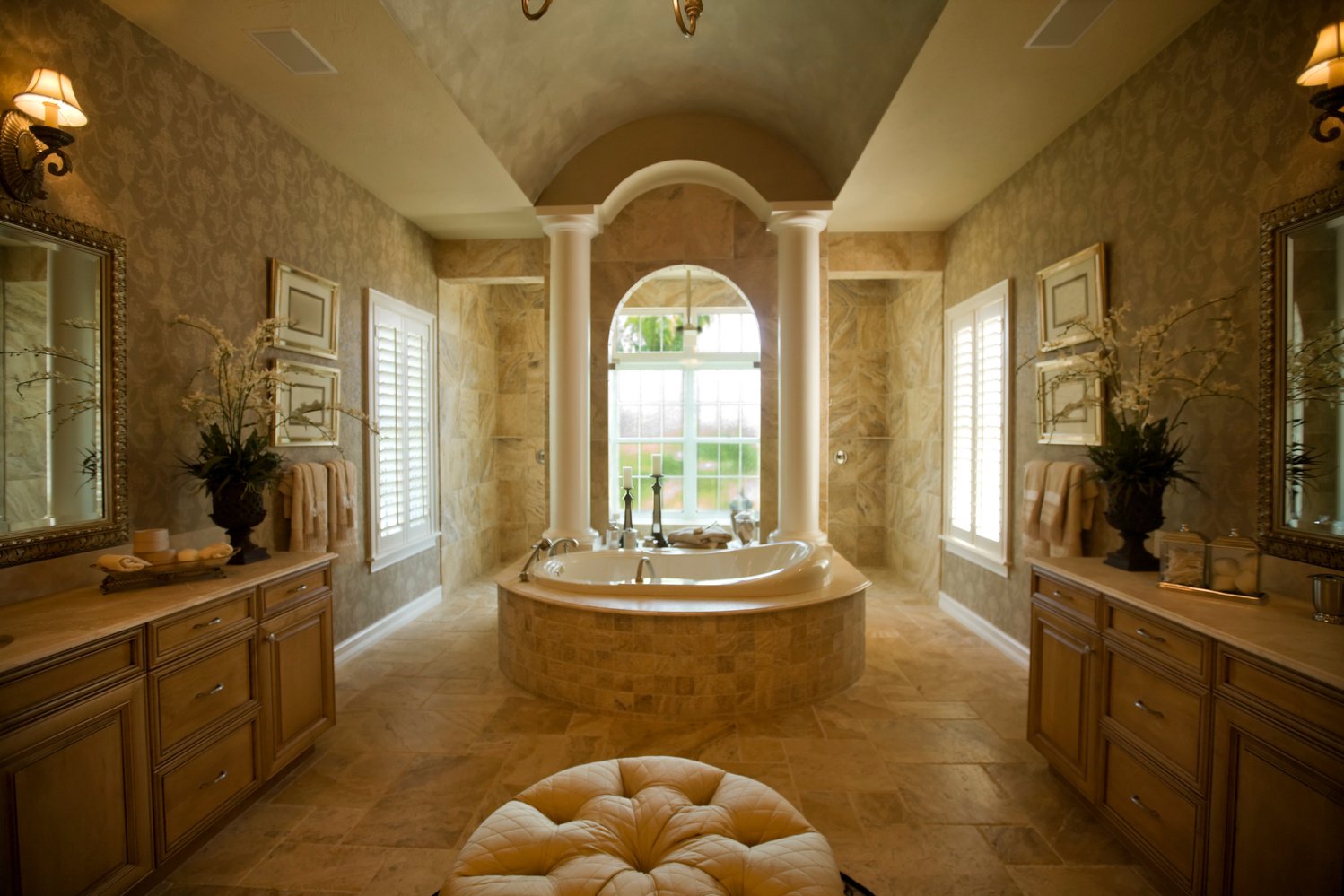 Luxury bathroom with spa tub